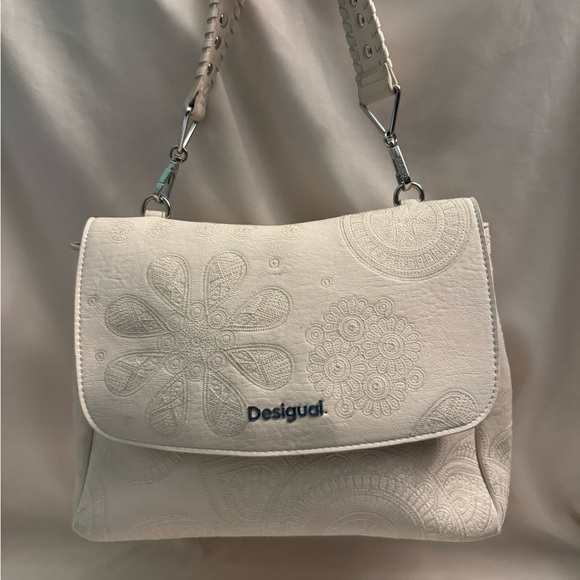 Desigual Handbags - Desigual Cream Embossed Shoulder Bag